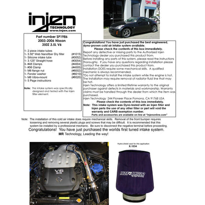 Injen Polished Cold Air Intake System | Nissan 350Z (03-06) (SP1986P)