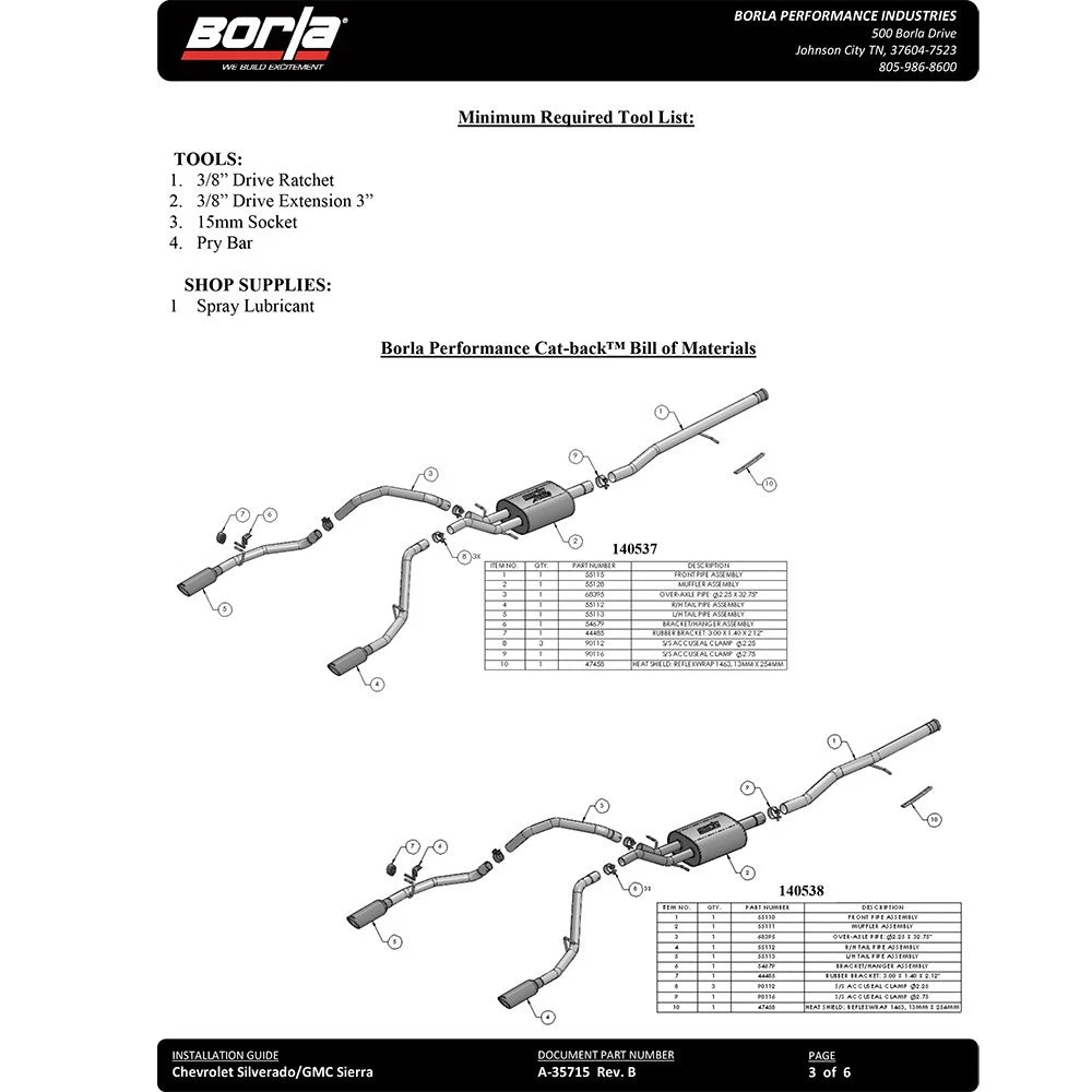 Borla Cat-Back Exhaust System - ATAK | Multiple Fitments (140540)