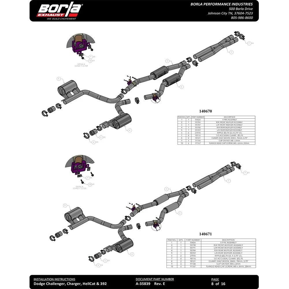 Borla Cat-Back Exhaust System - ATAK | 2015-2020 Dodge Challenger 6.2L (140646)