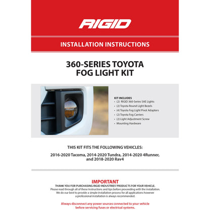 Rigid Industries 360-Series PRO SAE Fog Kit | Toyota Tundra / 4Runner / Tacoma (14+ / 16+) (37117)