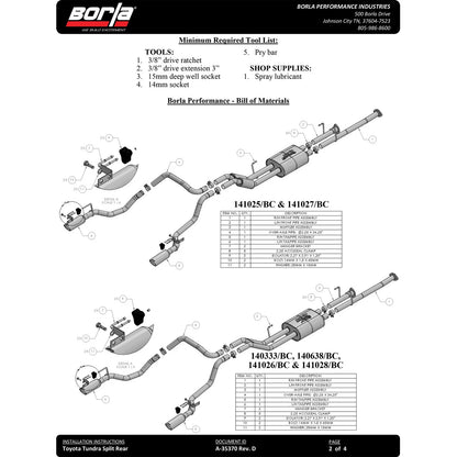 Borla 141026 ATAK Stainless Cat Back Exhaust System for 2009-13 Tundra 4.6L 5.7L