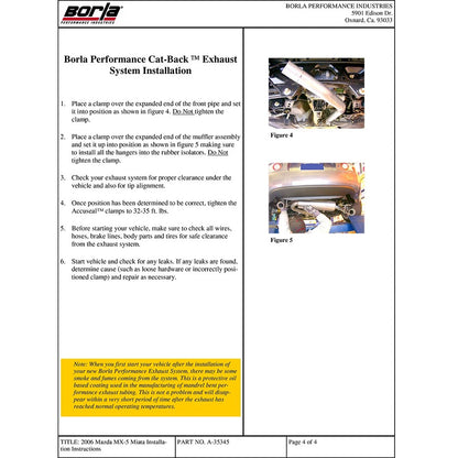 Borla Cat-Back Exhaust System - S-Type | 2006-2015 Mazda MX-5 Miata 2.0L (140169)