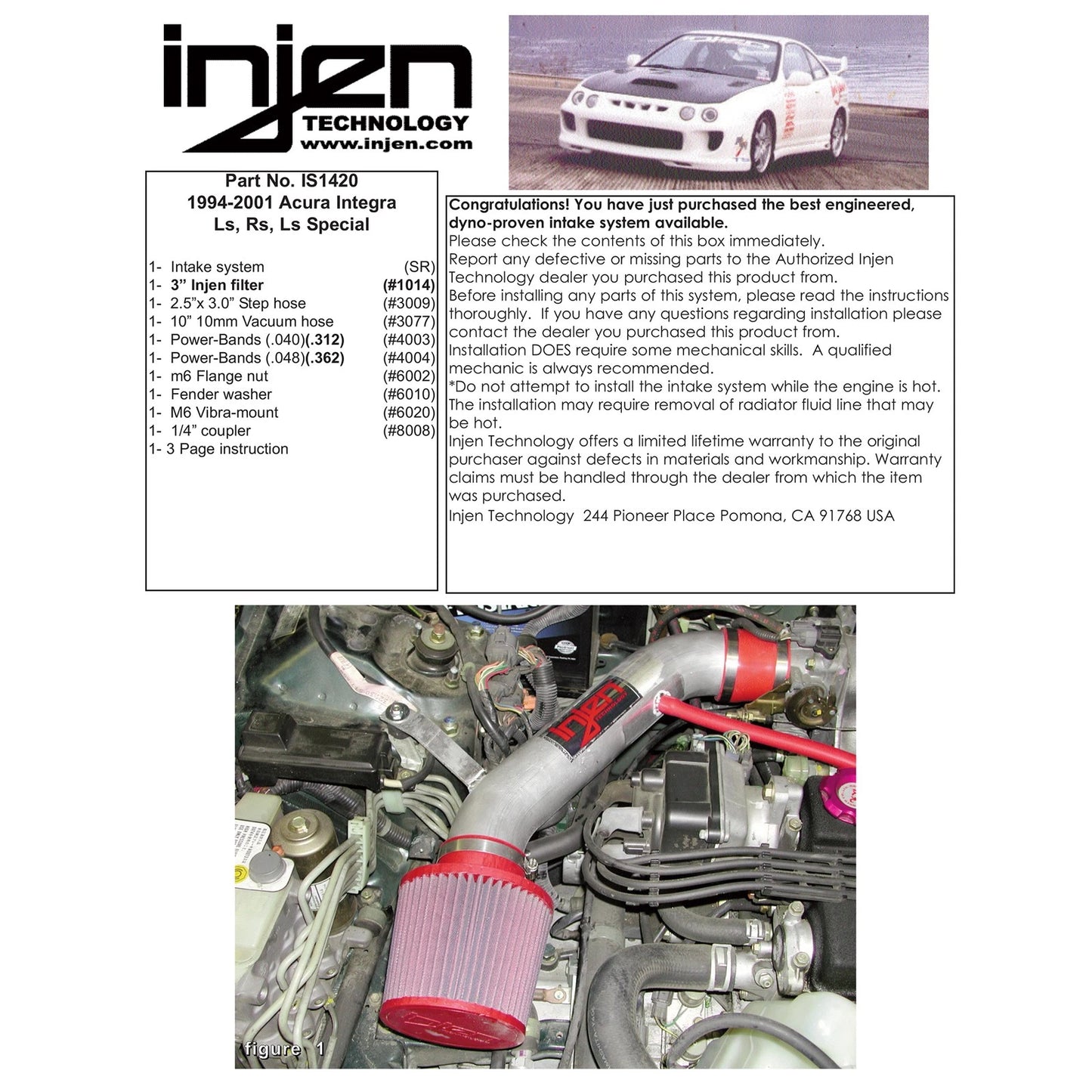 Injen Polished Short Ram Cold Air Intake System | Acura Integra LS/LS Special RS (94-01) (IS1420P)