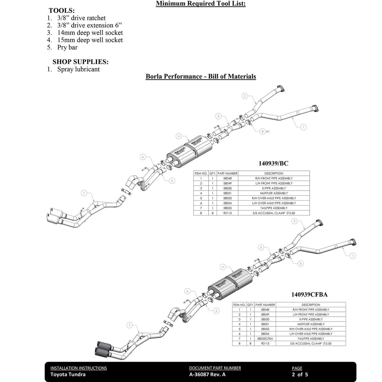 Borla 22-24 Toyota Tundra 3.4L V6 Hybrid Ext. Cab/Std Bed/145.7in WB ATAK Cat-Back - Black Chrome | Hybrid (140940BC)