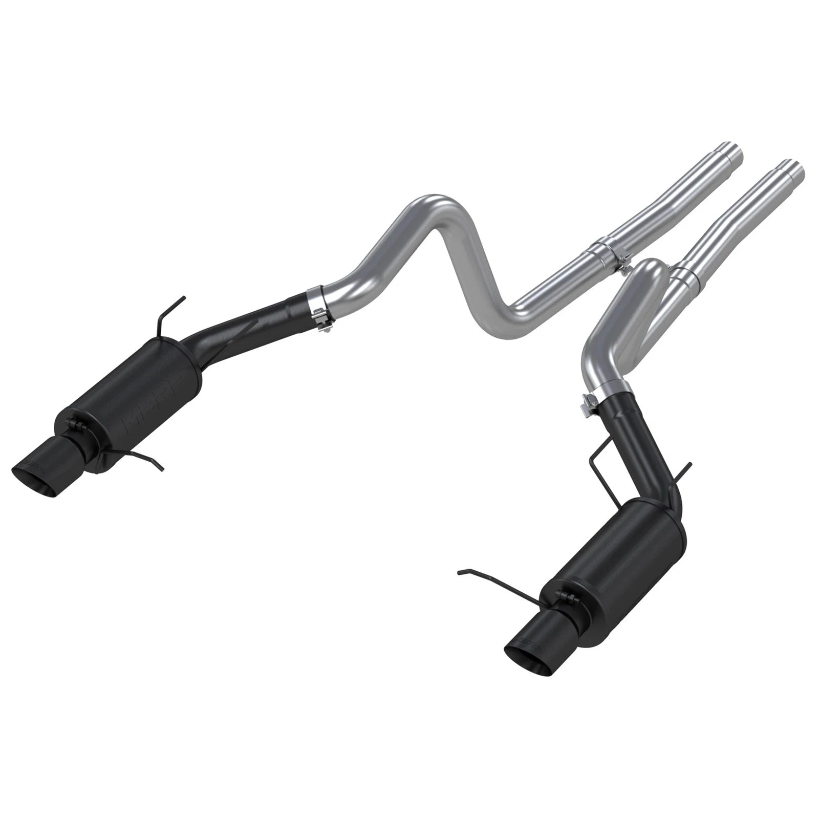 MBRP 3in Cat-Back D&S Rear Street Exhaust w/ 4in Tips - Black | Ford Mustang GT (11-14) (S7258BLK)