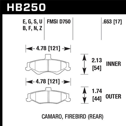 Hawk Perf HPS Street Rear Brake Pads | Chevy Camaro/Pontiac Firebird (98-02) (HB250F.653)