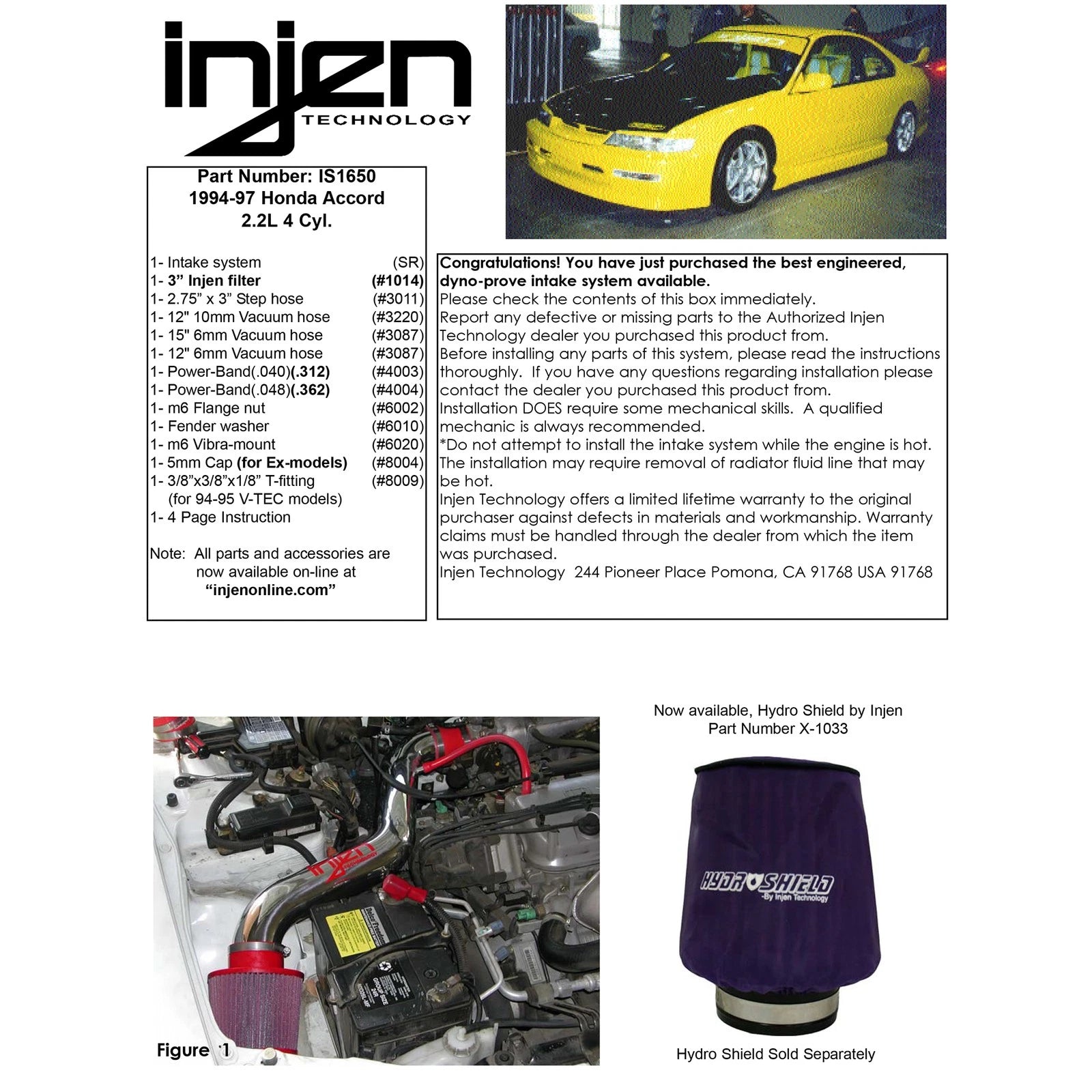 Injen Short Ram Intake | 1994 - 1997 Honda Accord (IS1650P)