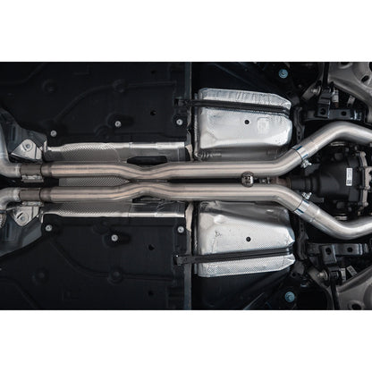 MBRP 2024 Ford Mustang Dark Horse 3in Dual Split Rear Exit Exhaust w/ Quad CF Tips | Ford Mustang (24+) (S72843CF)