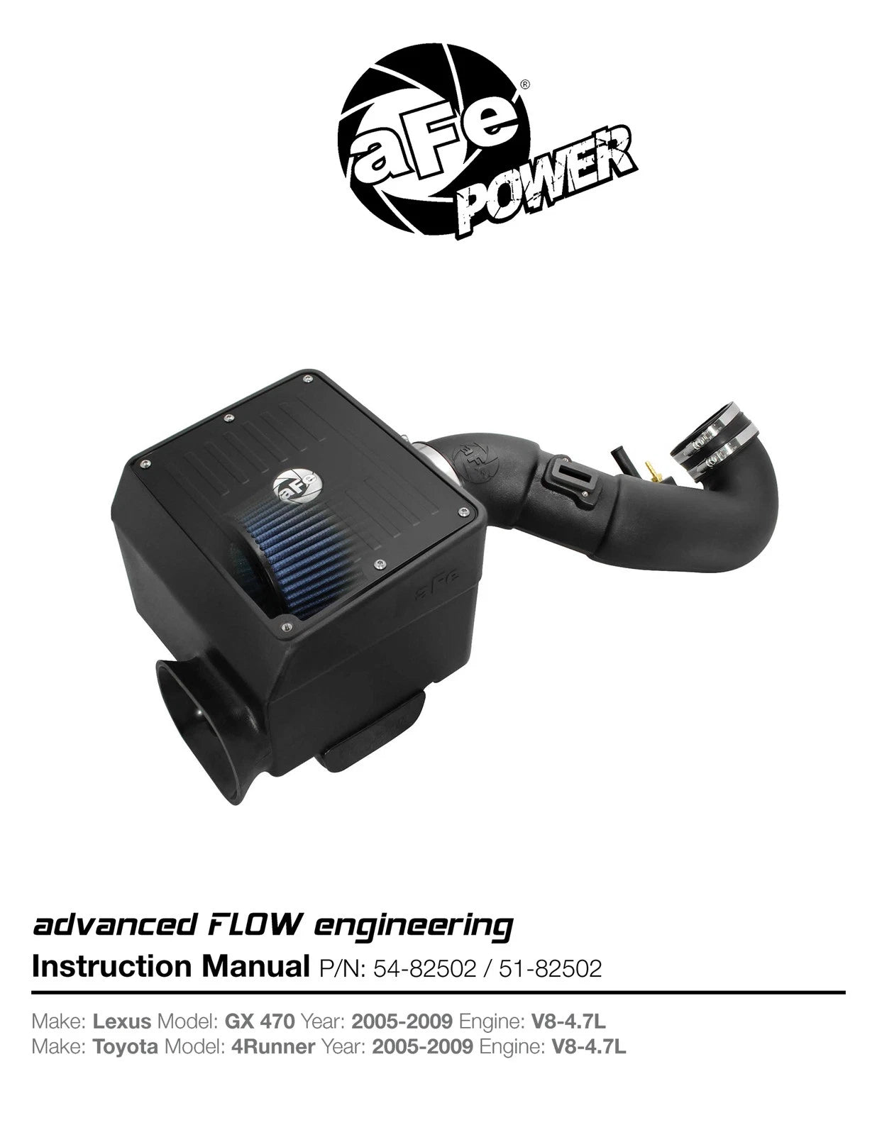 aFe MagnumFORCE Stage-2 Si Pro DRY S Intake | Lexus GX 470/Toyota 4Runner V8 4.7L (05-09) (51-82502)