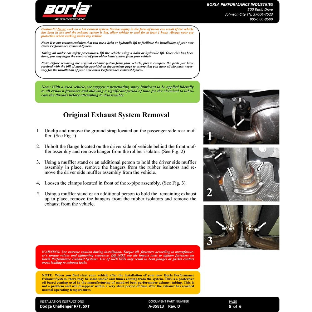 Borla Cat-Back Exhaust System - S-Type | 2015-2020 Dodge Challenger 3.6L (140649)