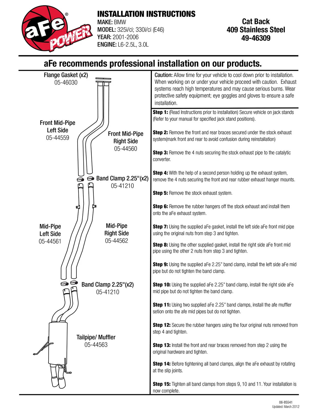 aFe 2.25in SS Cat-Back Exhaust | BMW 325i/325ci/330i/330ci (01-05) (49-46309)