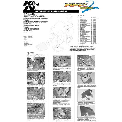 K&N Perf Intake Impala/Grand Prix V6 3.8L (99-04) (57-3045)