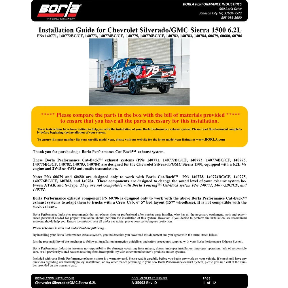 Borla Cat-Back Exhaust System - ATAK | Multiple Fitments (140776BC)