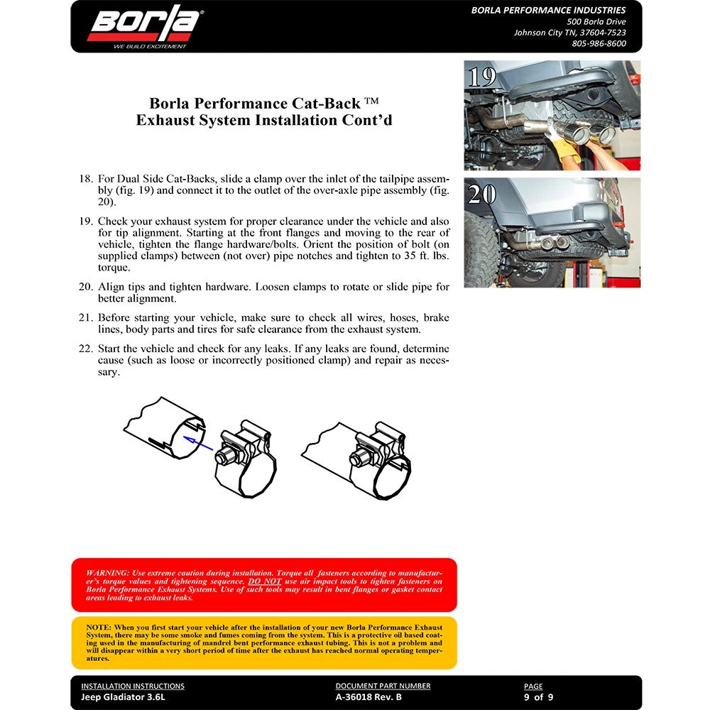 Borla Cat-Back Exhaust System - S-Type | 2020-2020 Jeep Gladiator 3.6L (140812)