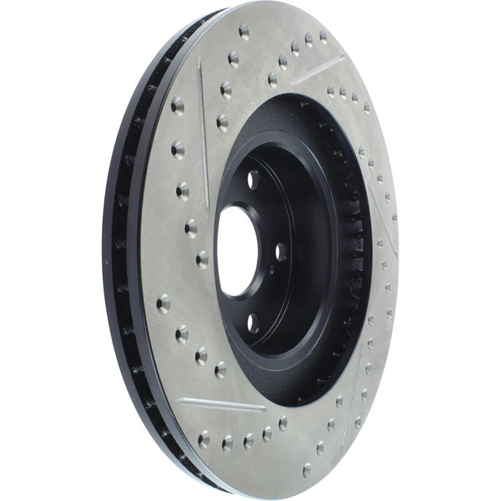 StopTech Slotted & Drilled Left Front Rotor | Subaru WRX (02-10) (127.47018L)