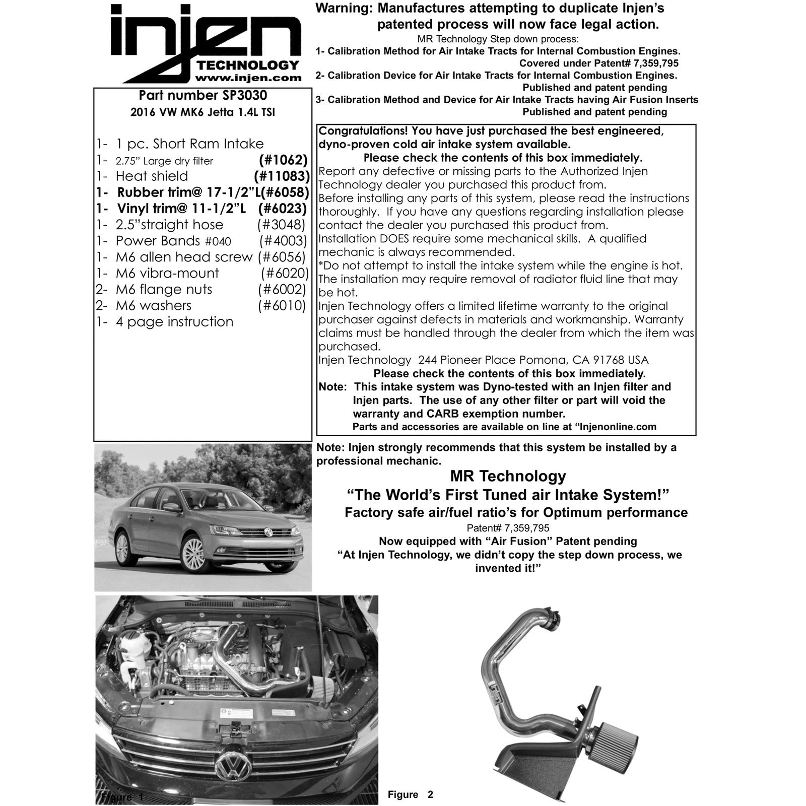 Injen Short Ram Intake | Volkswagen Jetta (10-19) / Beetle (11-24) / SP Series / Black / Air Fusion / Nano-Fiber Filter (SP3030BLK)