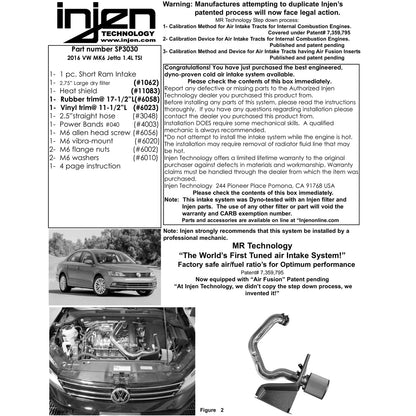 Injen Short Ram Intake | Volkswagen Jetta (10-19) / Beetle (11-24) / SP Series / Black / Air Fusion / Nano-Fiber Filter (SP3030BLK)