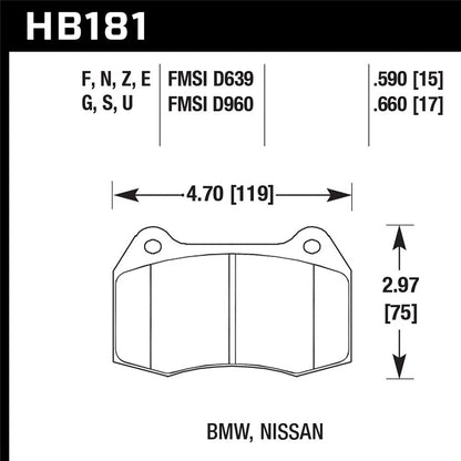 Hawk Performance Front Street Brake Pads | BMW 840Ci / 850Ci (1994–1997) (HB181F.660)