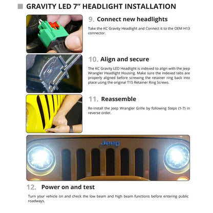 KC HiLiTES 7in Gravity LED Pro DOT Headlight | Jeep JK (07-18,97-07) (4234)