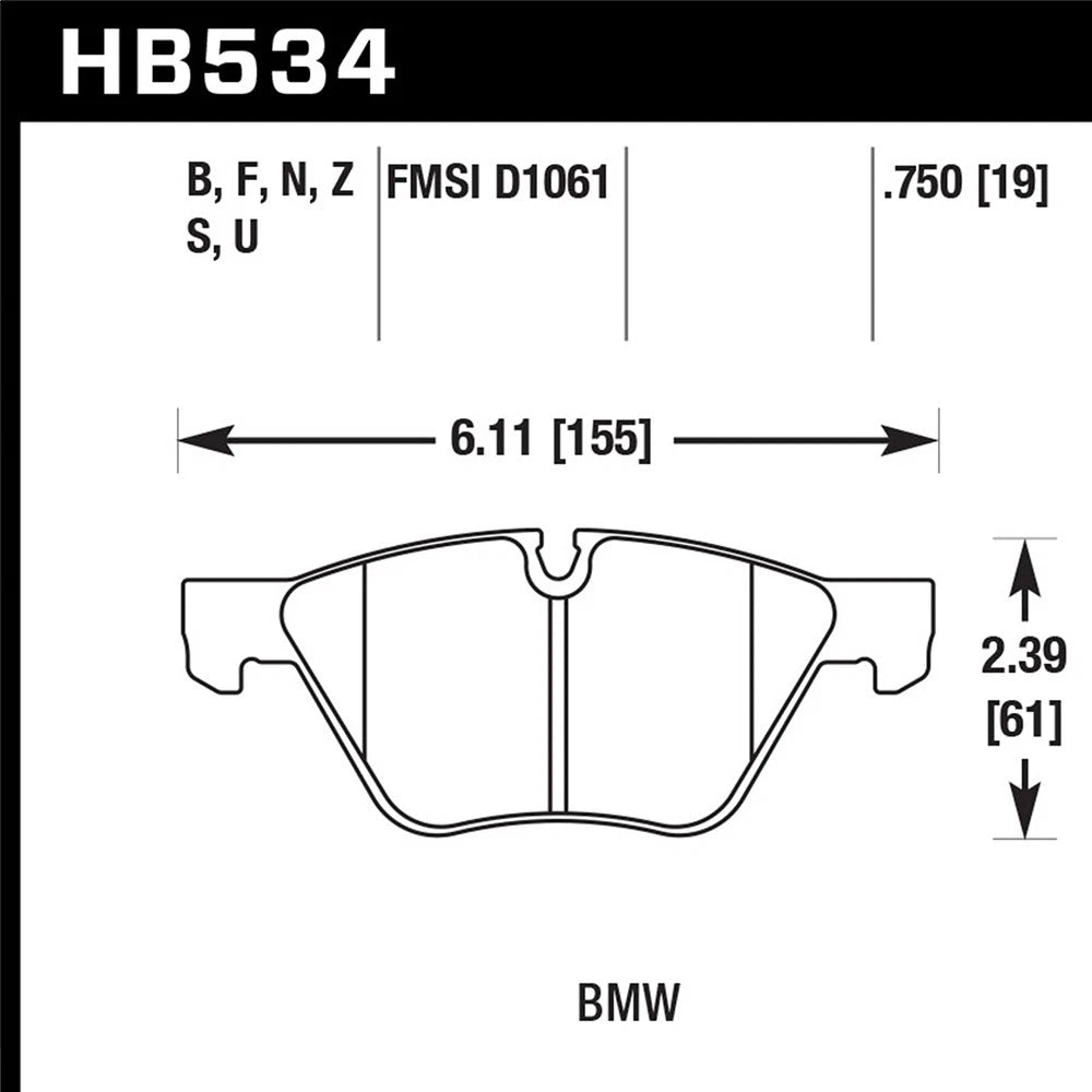 Hawk Performance HPS Front Brake Pads | Multiple BMW Fitments (HB534F.750)