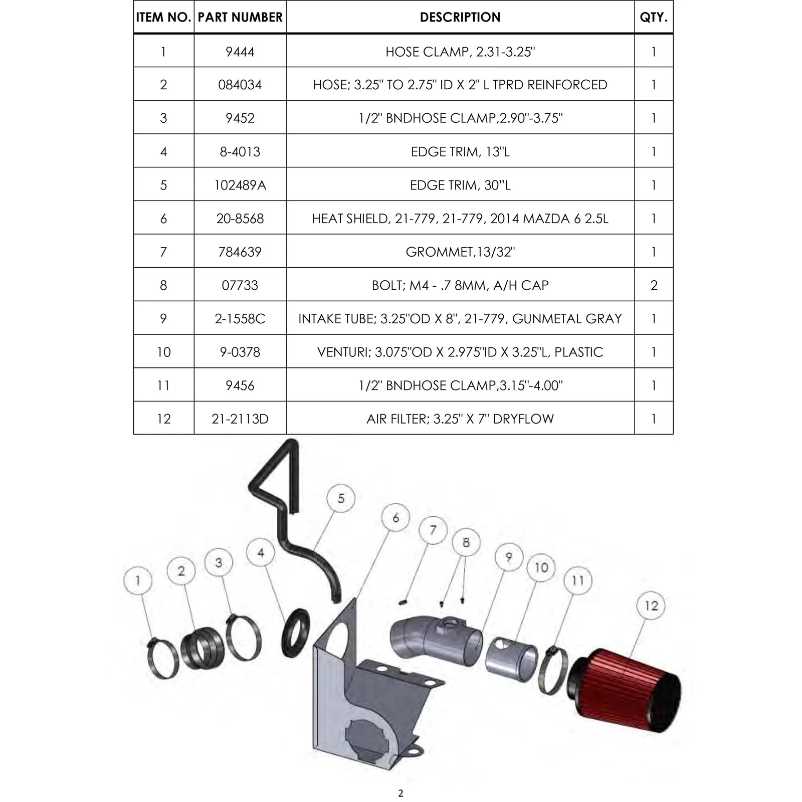 AEM 14-16 Mazda 6 2.5L Cold Air Intake System | Mazda 6 (14-16) (21-779C)