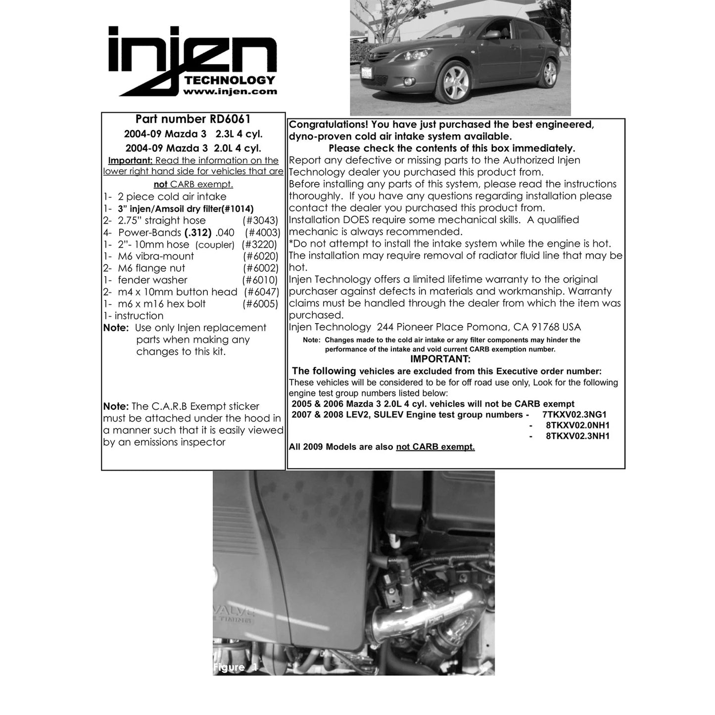 Injen Polished Cold Air Intake System | Mazda 3 (04-09) (RD6061P)