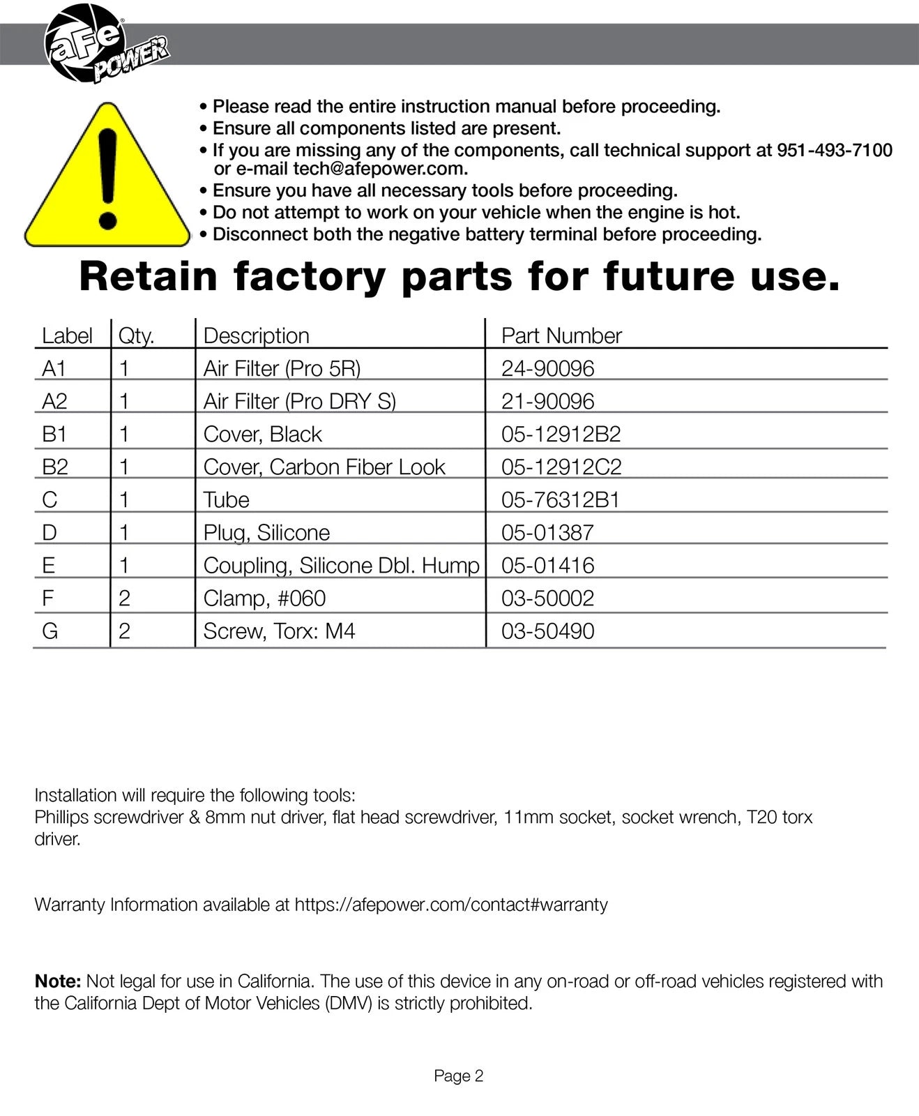 aFe MagnumFORCE Intake Stage-2 Pro DRY S | BMW 330i (F3x) L4 2.0L B48 (17) (51-12922-C)