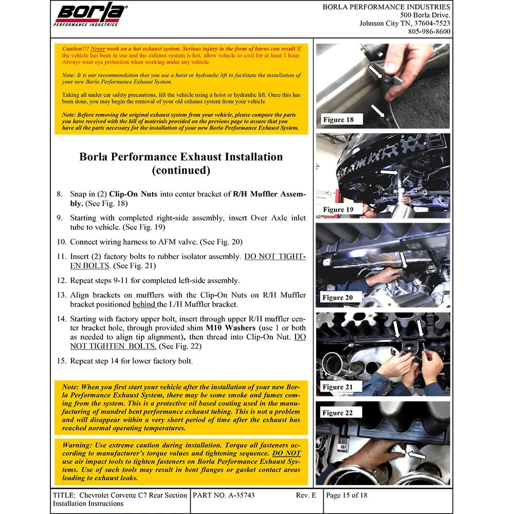 Borla Axle-Back Exhaust System | 2014-2019 Chevrolet Corvette Stingray C7 (11856)