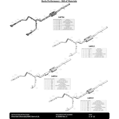 Borla 6.2L Touring Cat-Back Exhaust | Chevrolet Silverado 1500 ZR2 / AT4X (22-23) (140913)