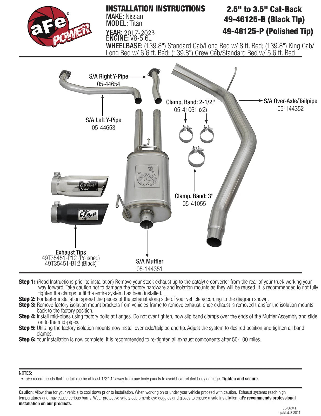 aFe MACH Force-Xp 2.5in SS Cat-Back Exhaust Nissan Titan 17-19 V8-5.6L (49-46125-B)