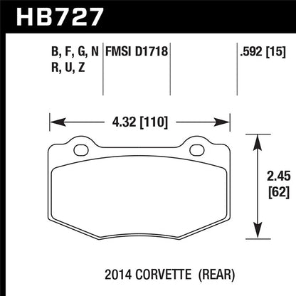 Hawk Performance Rear HPS Brake Pads | 2014 Chevrolet Corvette (HB727F.592)