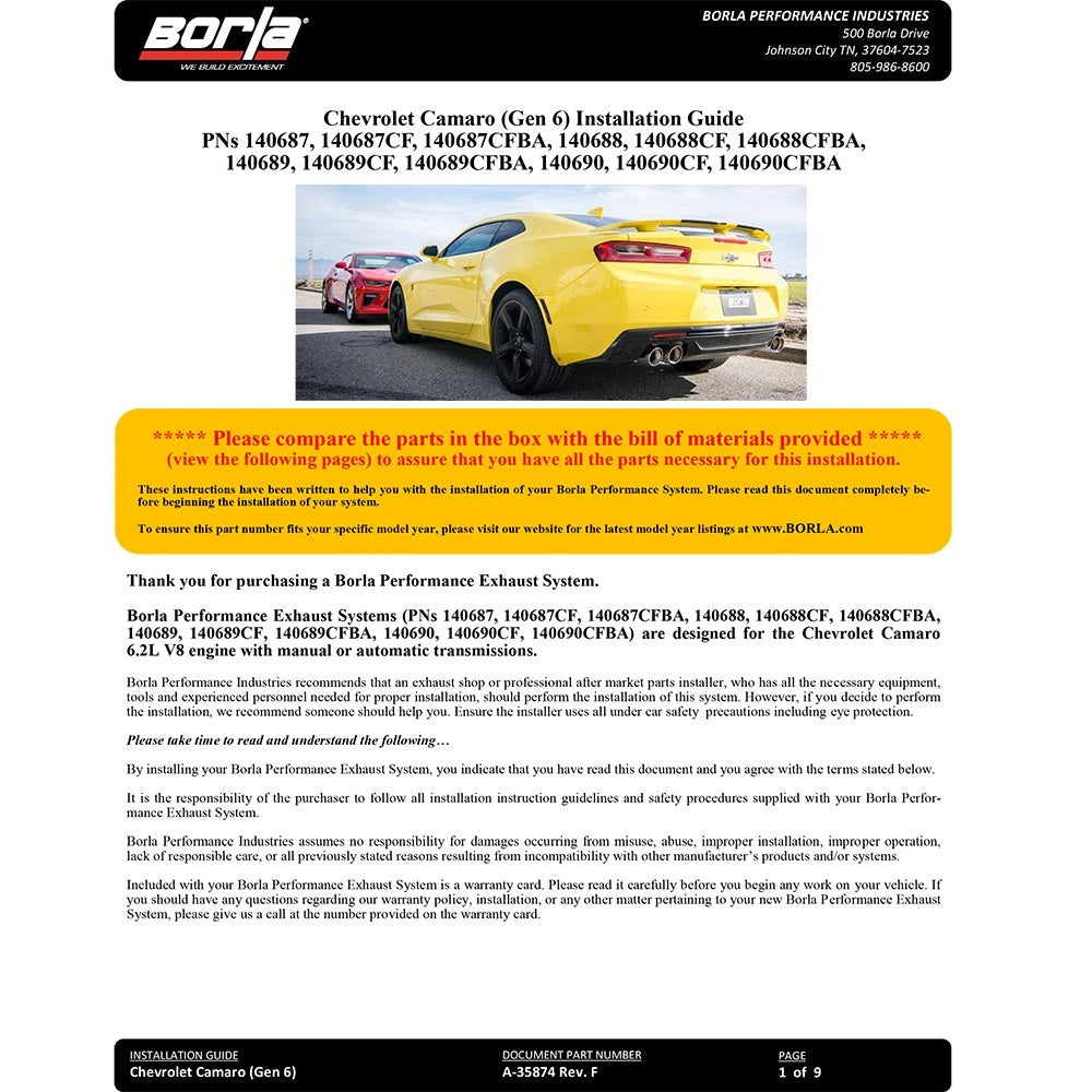 Borla Cat-Back Exhaust System - ATAK | Multiple Fitments (140690)
