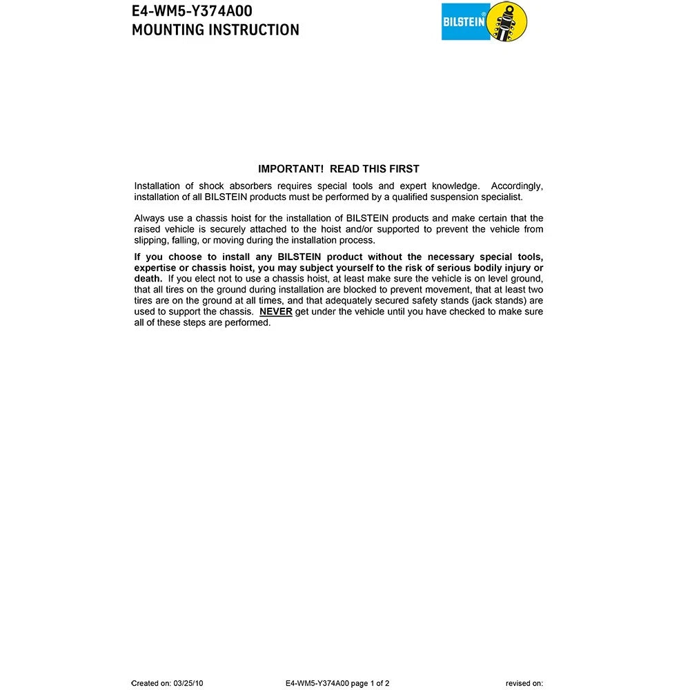 Bilstein B6 Performance Suspension Shock Absorber for 1975-1982 Mercury Marquis