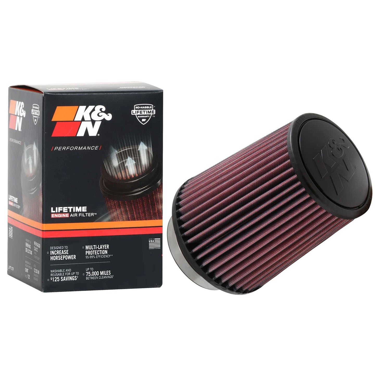 K&N RU-4630 Universal Round Tapered Performance Washable Air Filter for Intake