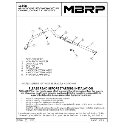 MBRP 4in Cat-Back Side Exit Exhaust | Ram 2500/3500 Cummins (04.5-07) (S6108AL)