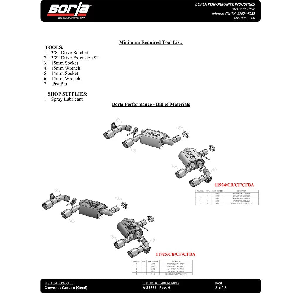 Borla Axle-Back Exhaust System - ATAK | 2016-2021 Chevrolet Camaro 3.6L (11927)