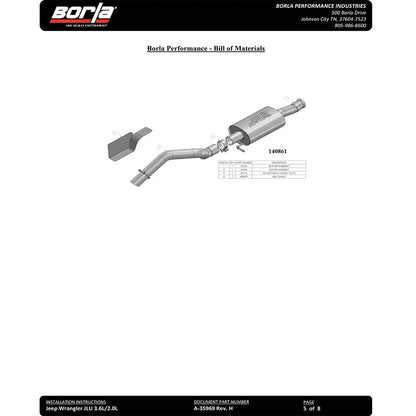 Borla Cat-Back Exhaust System - Touring | 2018-2020 Jeep Wrangler 4 Door 3.6L (140828)