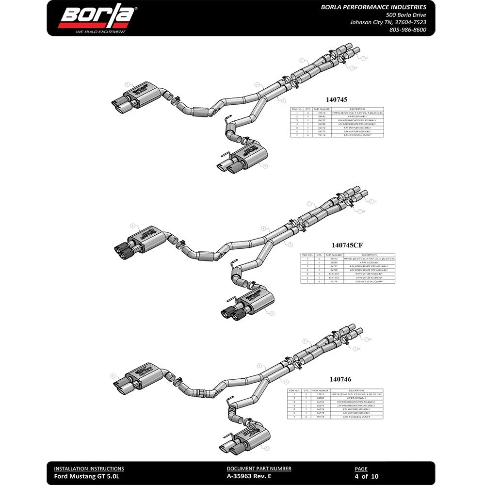 Borla Cat-Back Exhaust System - ATAK | 2018-2020 Ford Mustang Coupe 5.0L (140746)