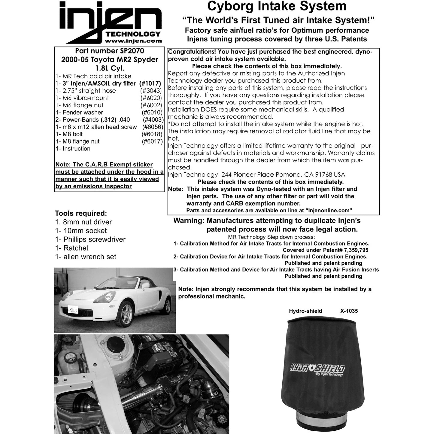 Injen Polished Short Ram Intake System | Toyota MR2 Spyder (00-04) (SP2070P)