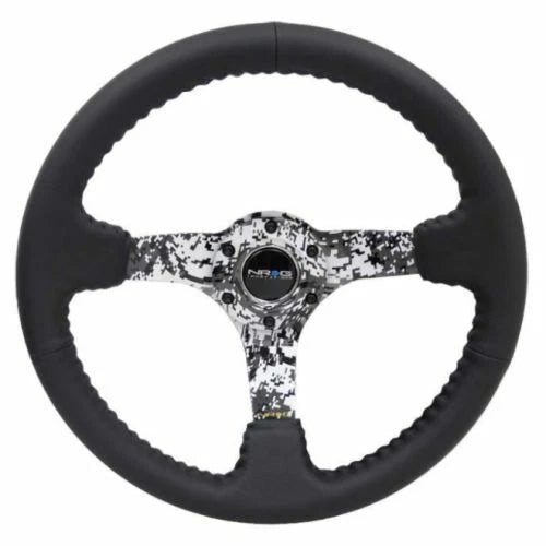 NRG 350MM DEEP DISH STEERING WHEEL LEATHER SOLID SPOKE