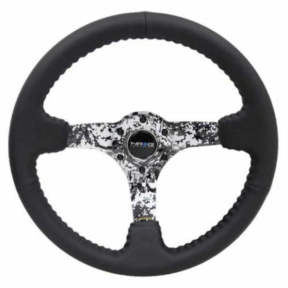 NRG 350MM DEEP DISH STEERING WHEEL LEATHER SOLID SPOKE