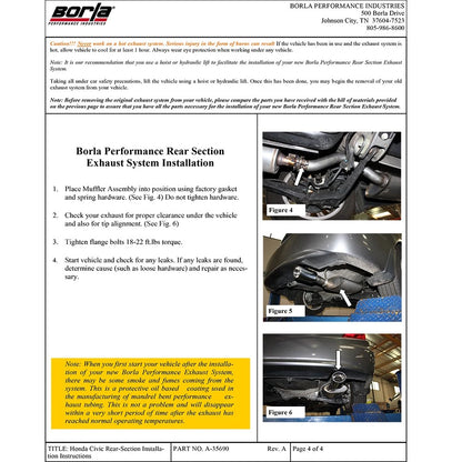 Borla Axle-Back Exhaust System - S-Type | 2012-2015 Honda Civic 1.8L (11828)