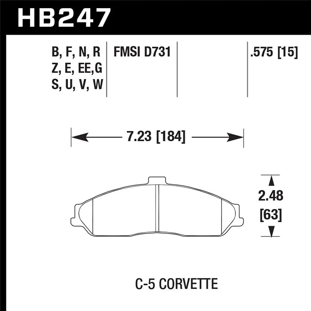 Hawk HB247F.575 Street Front Brake Pads | Chevy Corvette/C5 Z06 (97-06) (HB247F.575)