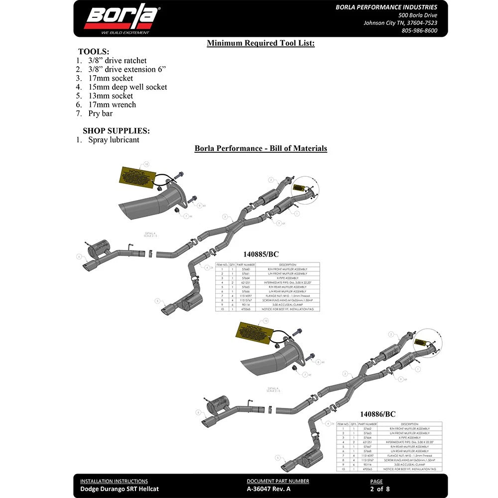 Borla Cat-Back Exhaust System - ATAK | 2018-2020 Dodge Durango SRT 6.4L (140792)