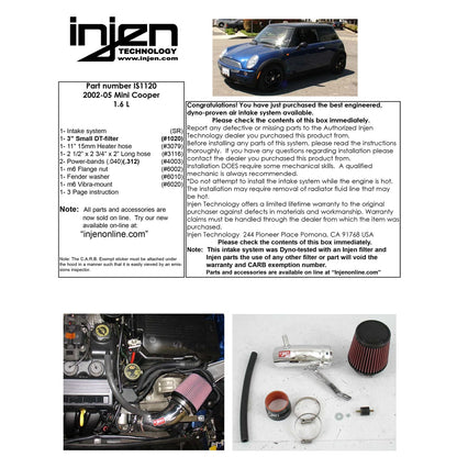Injen Polished Short Ram Intake | Mini Cooper N/A (Non S) (00-06) (IS1120P)