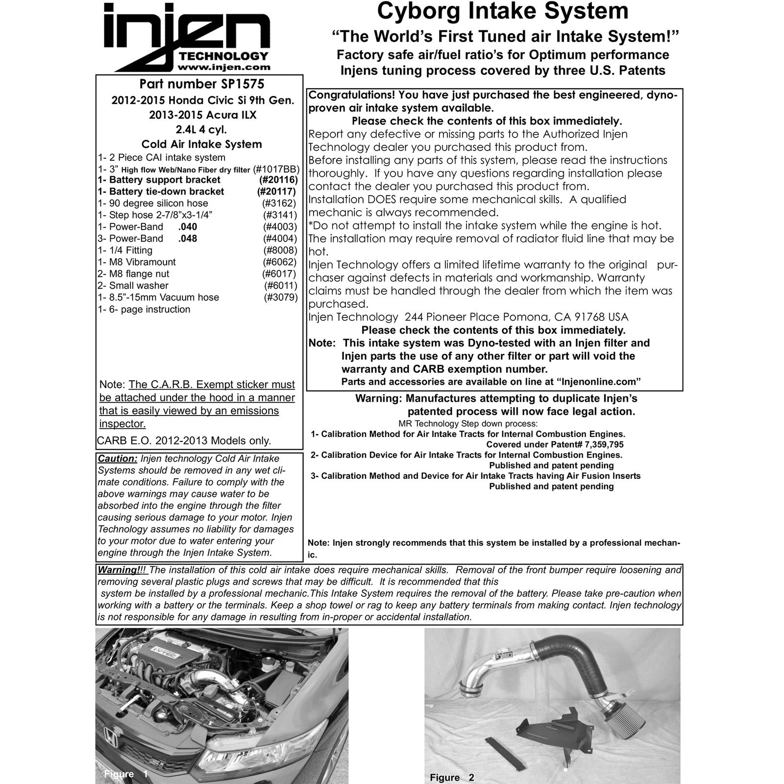 Injen SP Cold Air Intake System | 2012 - 2015 Honda Civic Si (SP1575)