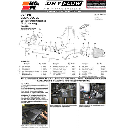 K&N Performance Air Intake System | Dodge Durango 5.7L V8 (30-1563)
