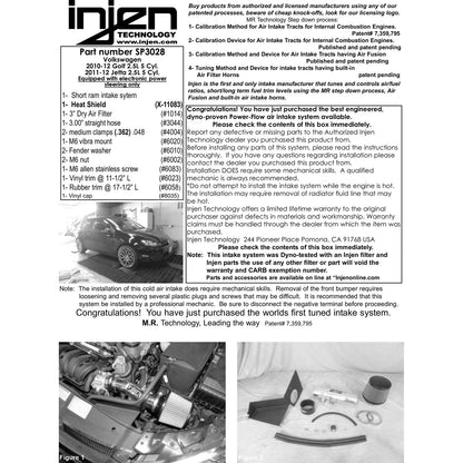 Injen Short Ram Intake | Volkswagen Jetta (98-19) / Golf (08-14) / Jetta Variant Mk5 (05-09) / Polished / Air Fusion / Nano-Fiber Filter (SP3028P)