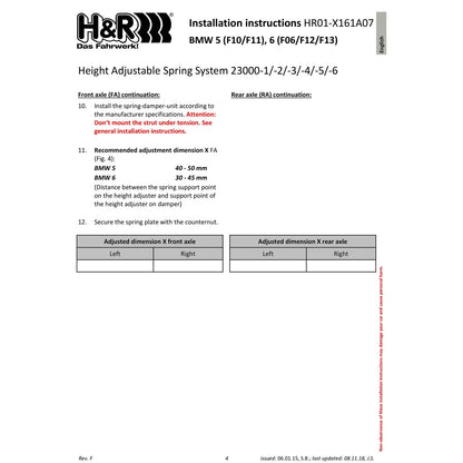 H&R VTF Adj Springs BMW 535d 14-16 | EDC (F10) (23000-1)