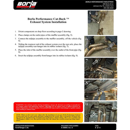 Borla Cat-Back Exhaust System - S-Type | 2019-2020 Ford Ranger 2.3L (140789)